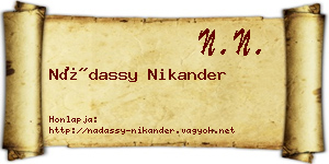 Nádassy Nikander névjegykártya